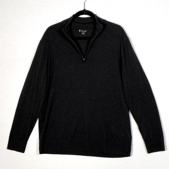 Smartwool Men's Sparwood Charcoal Black Merino Wool Quarter Zip Sweater XL - Picture 9 of 15